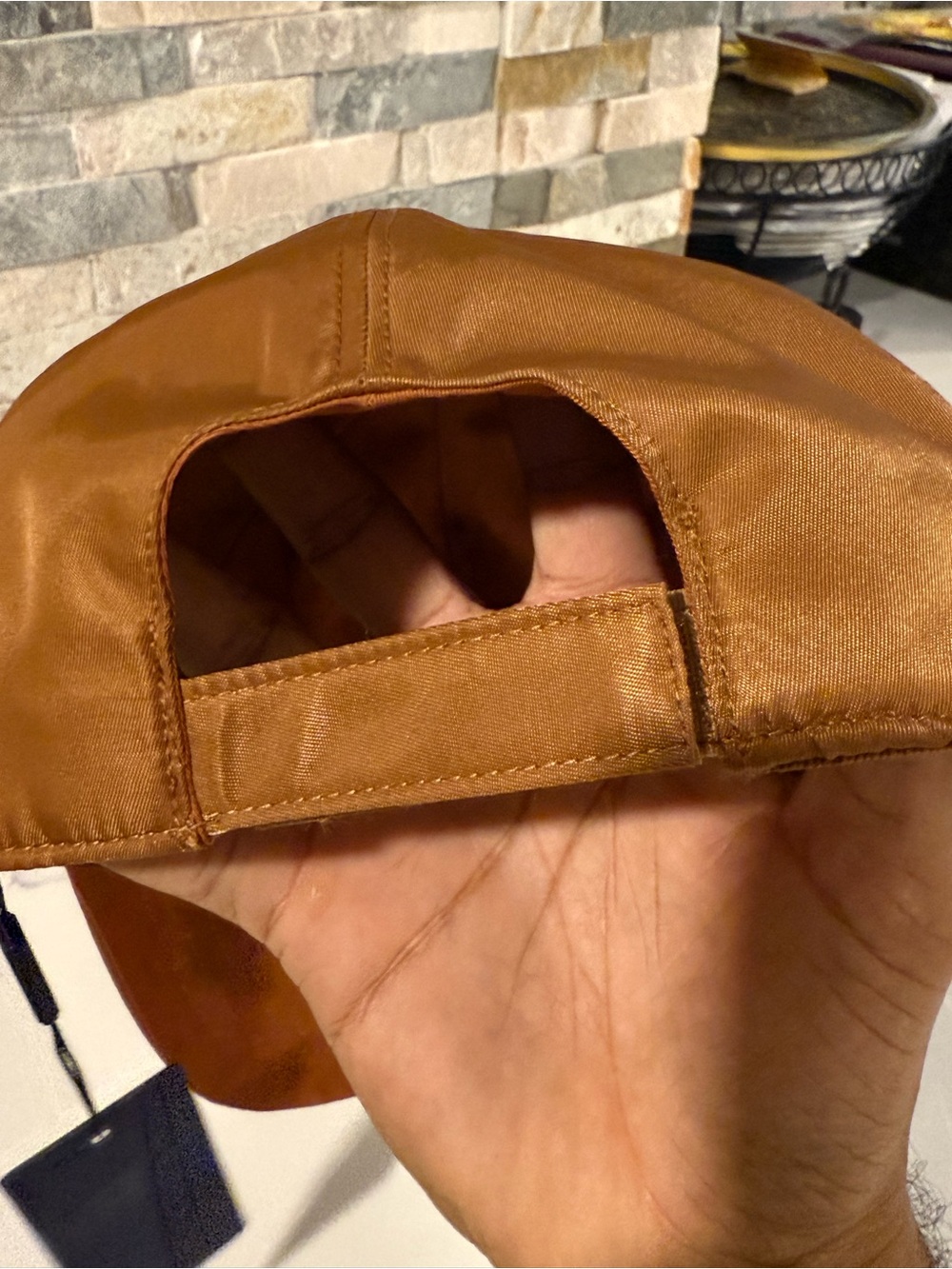 Prada Tan re Nylon Baseball Cap with Triangle Logo - Picture 6 of 7